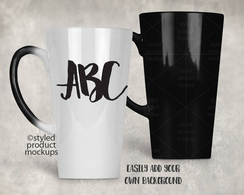 Color changing 17 ounce latte mug template mockup Dye Etsy
