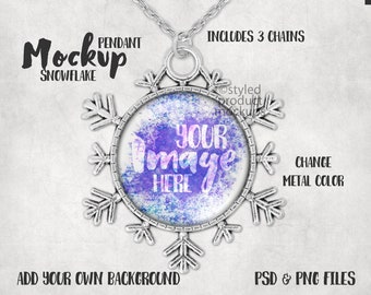 Snowflake Pendant Mockup | Add your own image and background