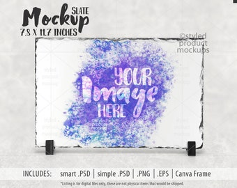 Dye sublimation 7.8 x 11.7 inch rectangle slate mockup | Add your own image and background