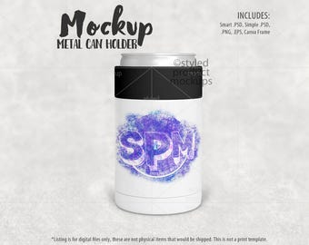 Maqueta de enfriador de latas de metal por sublimación de tinta / Agregue su propia imagen y fondo