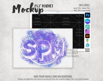 Rectangle shaped 2X3 inch horizontal magnet Mockup | Add your own image and background