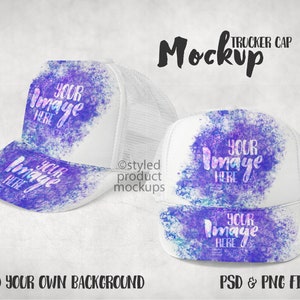 Dye sublimation trucker cap mockup | Add your own image and background