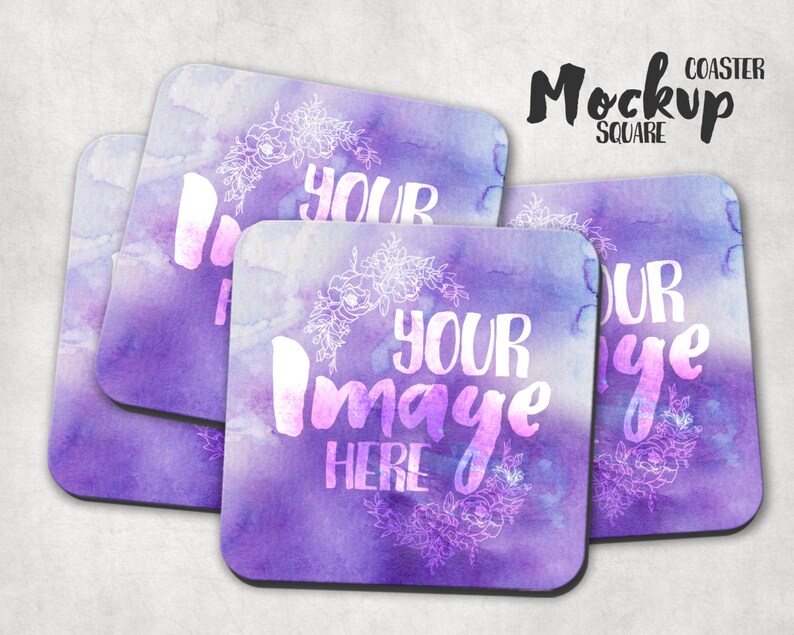 Download Hardboard square coaster mockup template Drink Coasters | Etsy