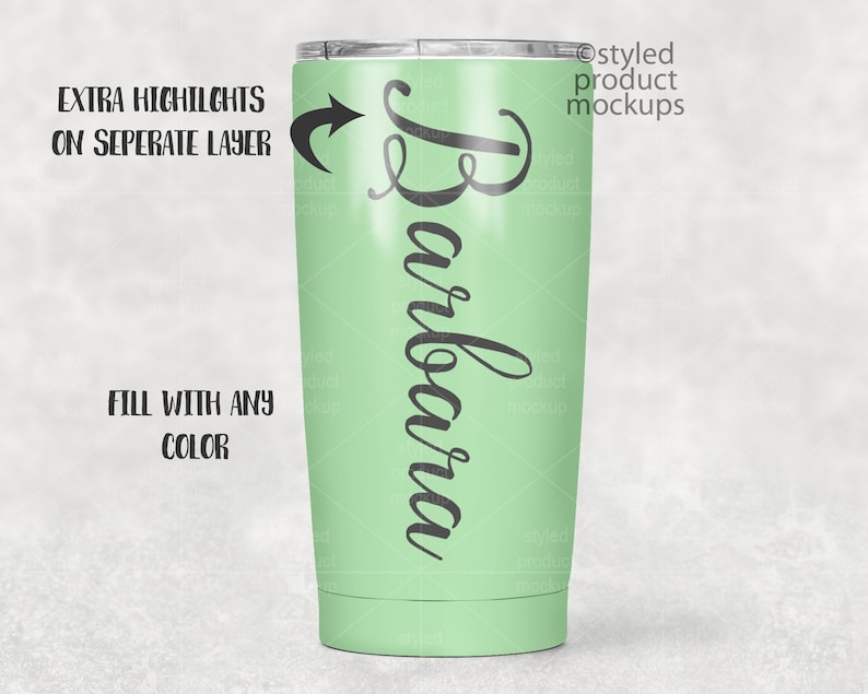 20 oz color coated tumbler Mockup Add your own image and