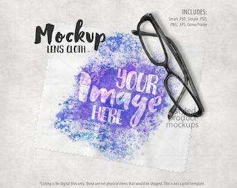 Dye sublimation lens cloth eyeglass cleaner Mockup | Add your own image and background