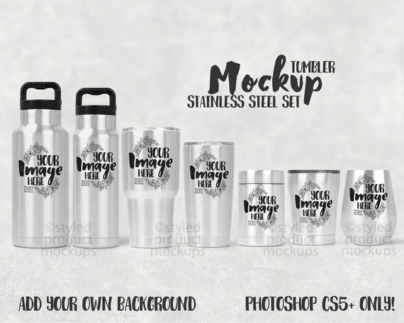 Stainless Steel Tumbler Set Mockup Add Your Own Image And Etsy