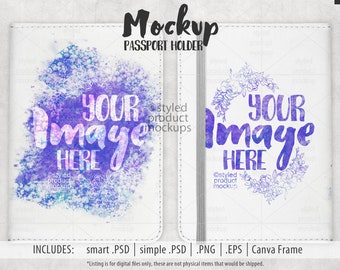 Dye sublimation full cover passport holder Mockup | Add your own image and background | Canva Frame Mockup