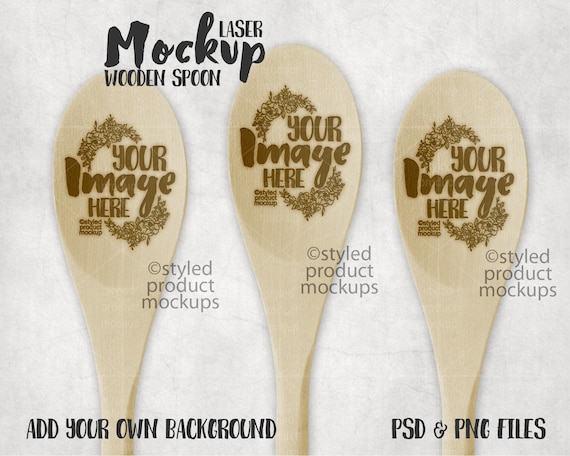 Download Laser Burned Wooden Spoon Mockup Add Your Own Image And Etsy