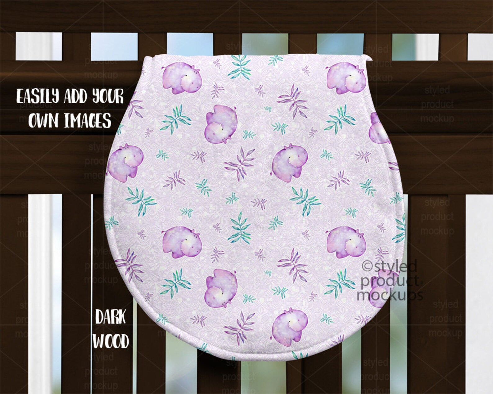 Dye sublimation peanut shaped burp cloth on crib mockup Add Etsy