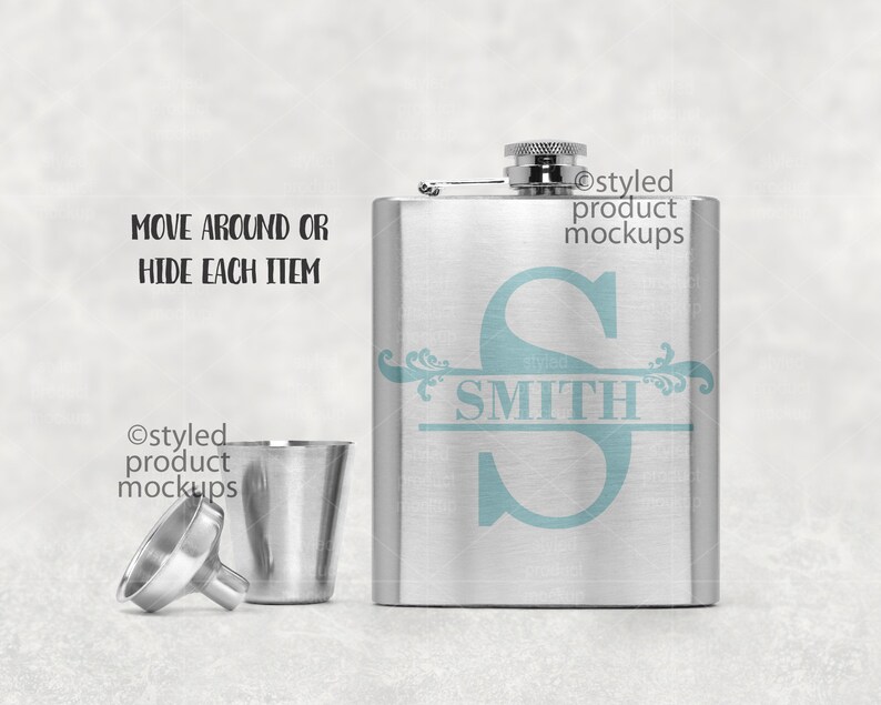 Download Dye sublimation hip flask gift set mockup Add your own image | Etsy