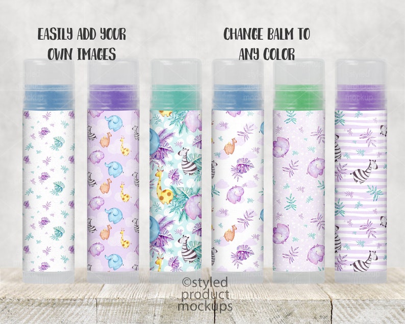 Download Lip balm tube label set mockup template Add your own image ...