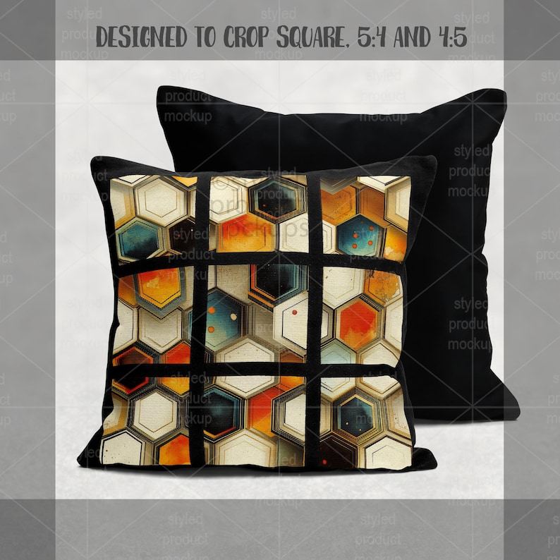 9 Panel Pillow Mockup | Dye Sublimation Pillow Mockup | Smart PSD, Canva Frame, Transparent PNG image 6