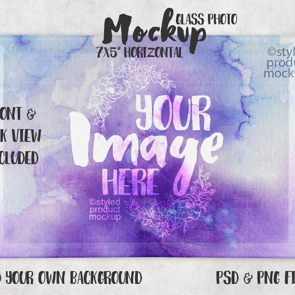 Dye sublimation glass photo panel mockup template | Add your own image and background