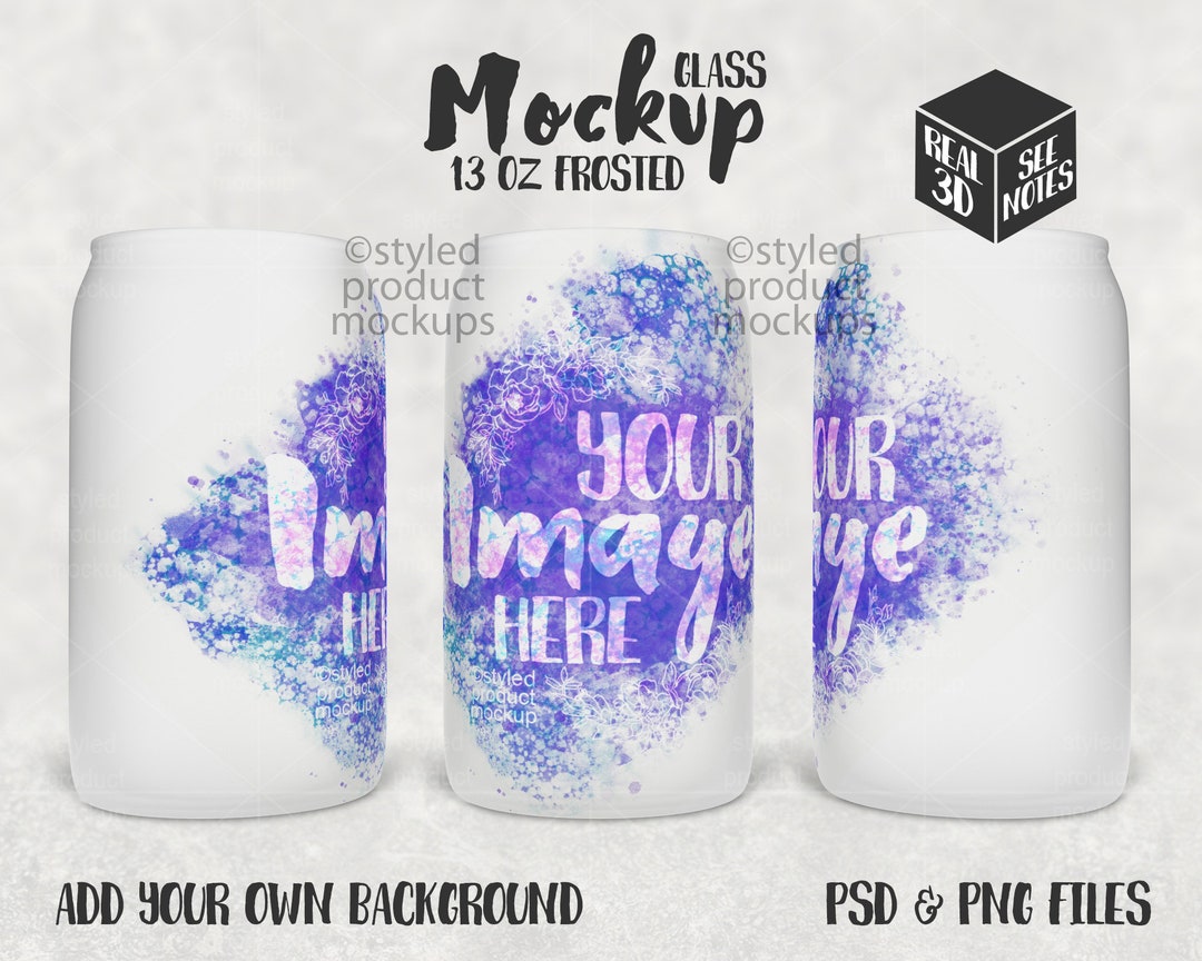 Dye Sublimation 13oz Frosted Beer Can Glass Mockup Add Your Own Image