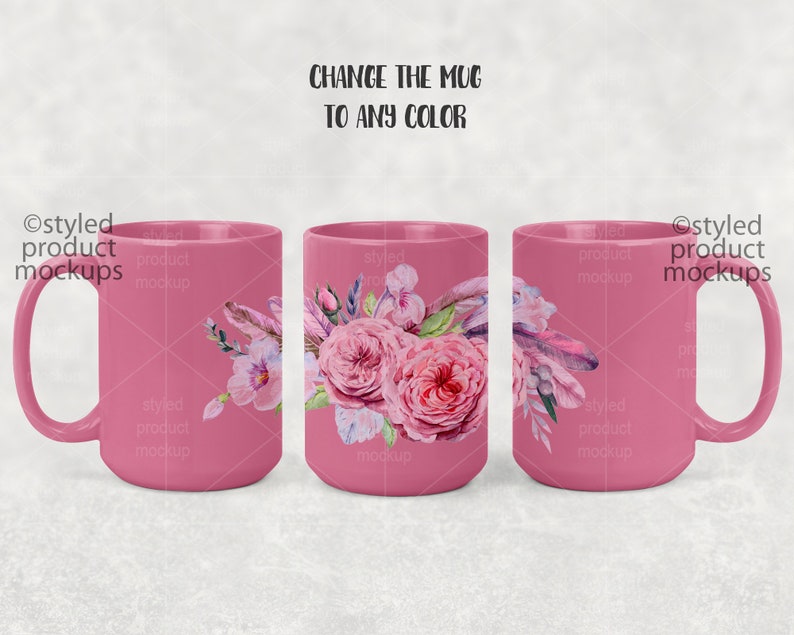 Download Dye sublimation 15oz mug full wrap mockup template Add your | Etsy