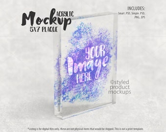 Dye sublimation or vinyl 5x7 inch acrylic plaque vertical Mockup | Add your own image and background