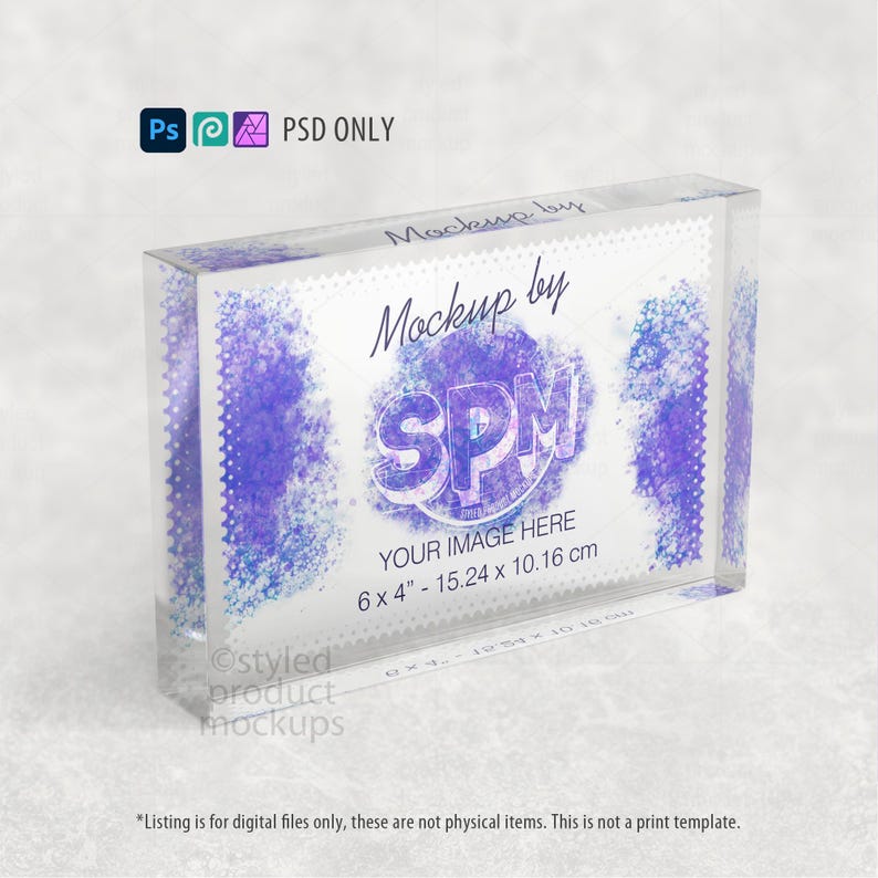 Mockup av kristallfotoblock 4x6 | Sublimering PSD | Glasfotoram bild 1
