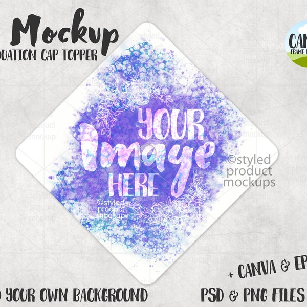 Dye sublimation graduation cap topper Mockup | Add your own image and background | canva frame mockup