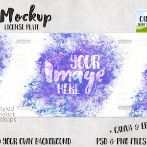 Dye sublimation license plate Mockup | Add your own image and background | canva frame mockup