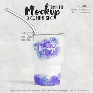 3oz mini tumbler shot glass Mockup | Dye sublimation mini tumbler mockup | Add your own image and background