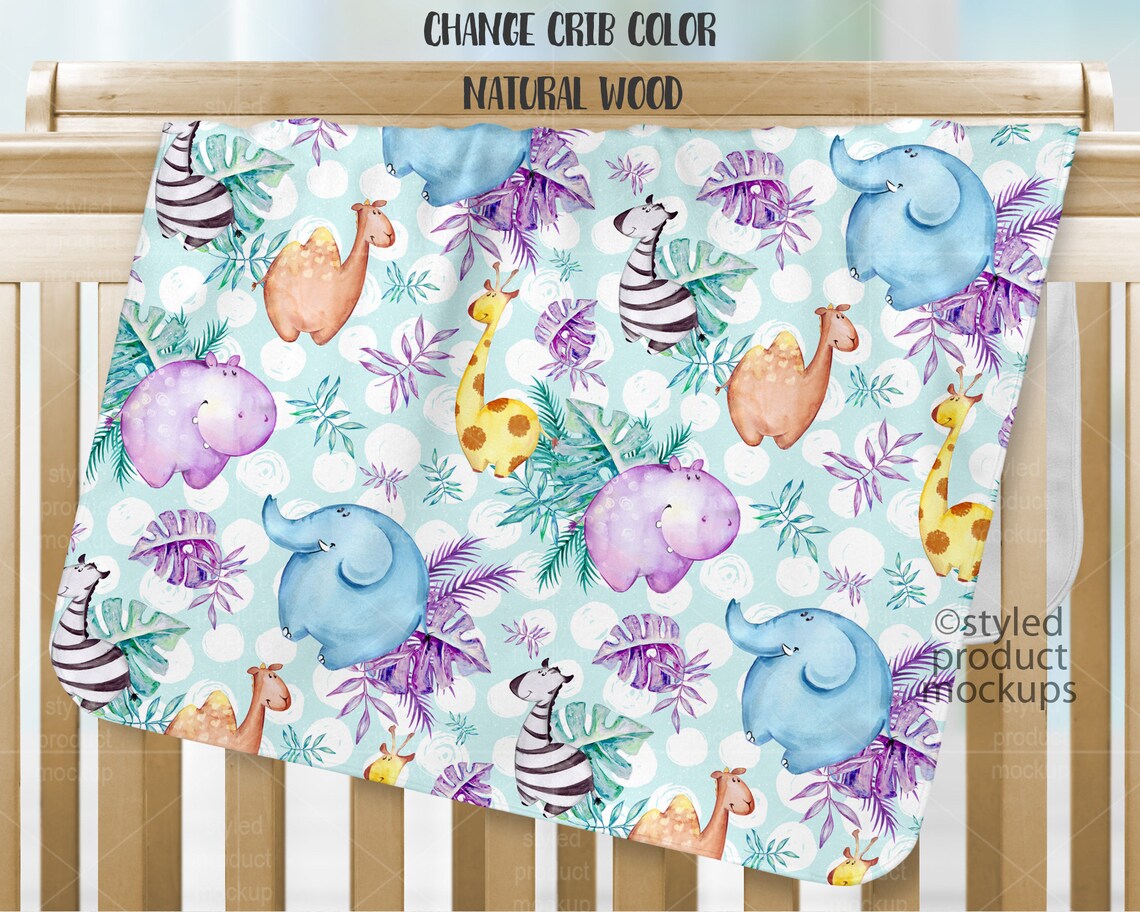 Dye Sublimation Fleece Baby Blanket on Crib Mockup Template Etsy UK