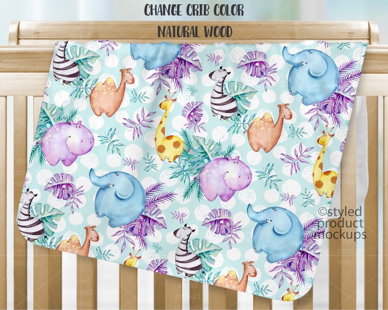Download Dye sublimation fleece baby blanket on crib mockup template | Etsy