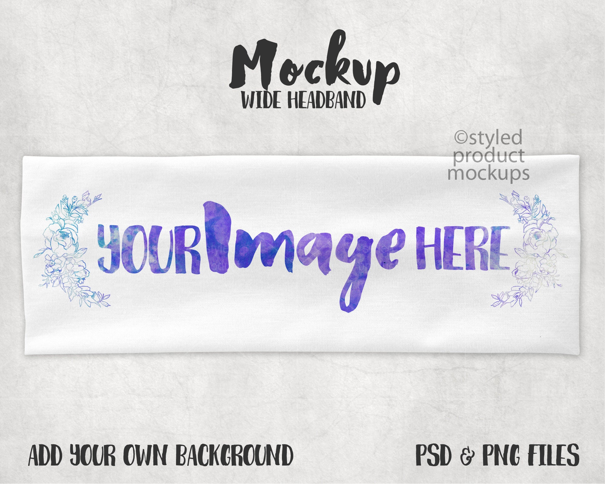 Download Wide Stretchy Headband Mockup Add Your Own Image And Etsy