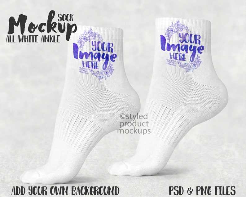 Download Dye sublimation all white ankle sock mockup Add your own ...