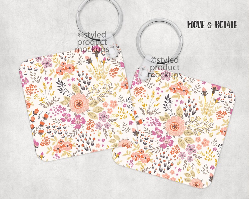 Download Dye sublimation double sided square keychain Mockup Add your | Etsy