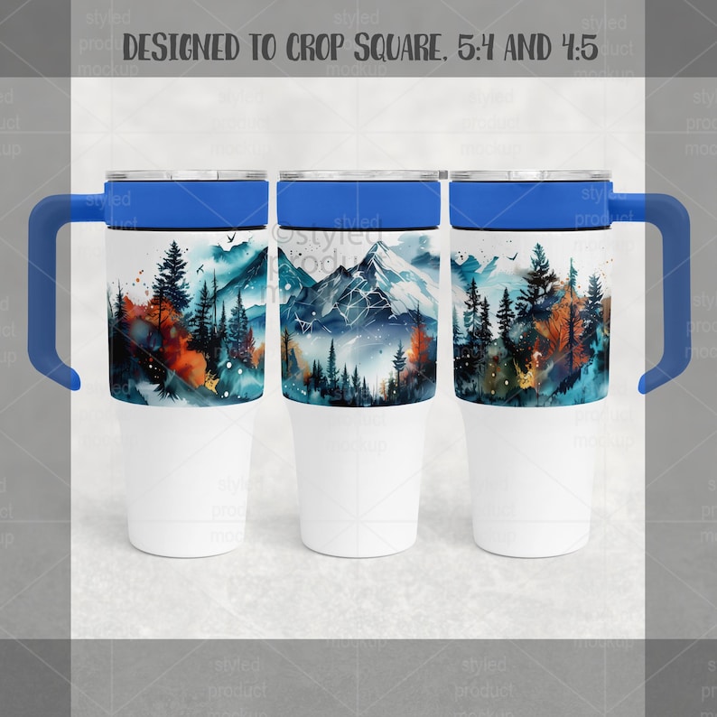 30oz Tumbler Mockup with Handle Lid for Dye Sublimation (PSD, Canva, PNG) image 4