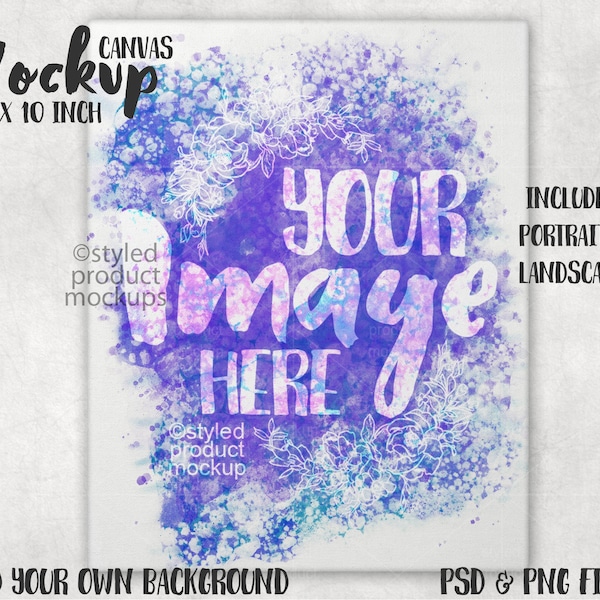 Dye sublimation 8x10 canvas art print Mockup | Add your own image and background