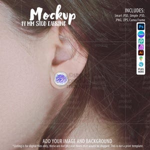 Round stud  tray earring glass cabochon 14mm Mockup | Add your own image