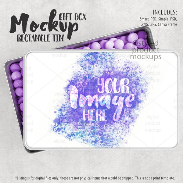 Dye sublimation rectangle metal tin box Mockup | Add your own image and background