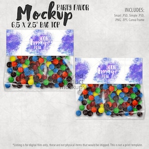 Party favor candy bag topper mockup | Add your own image and background