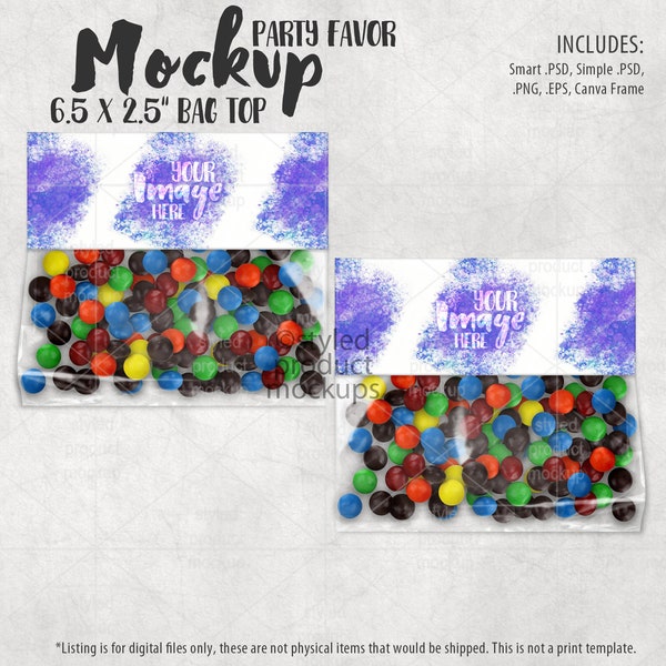 Party favor candy bag topper mockup | Add your own image and background