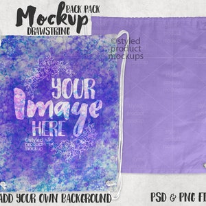 Drawstring back pack mockup template | Add your own image and background