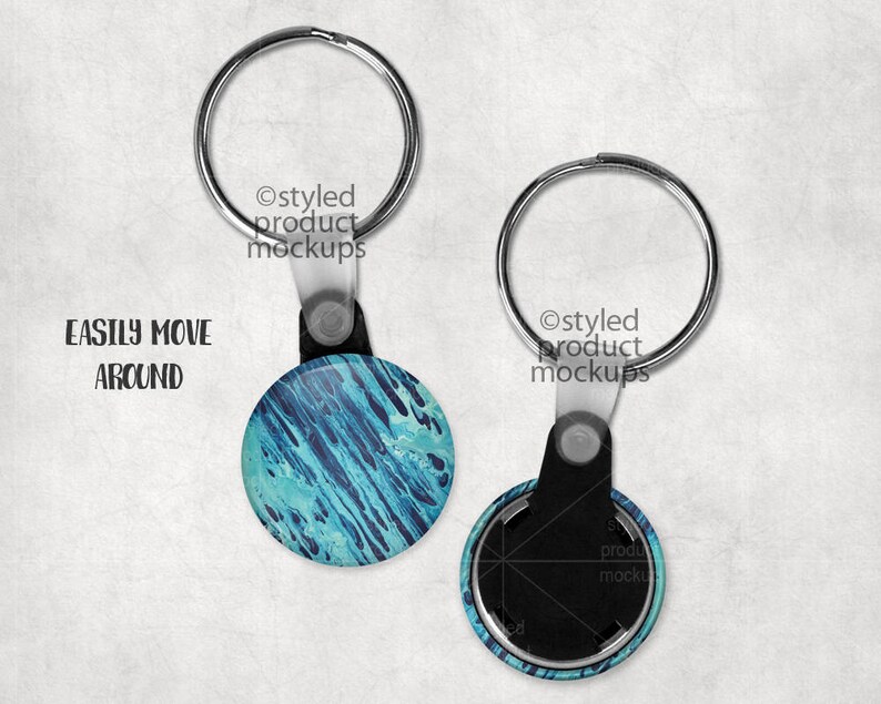 Download Button with Key Ring Mockup Template with Front and Back view | Etsy