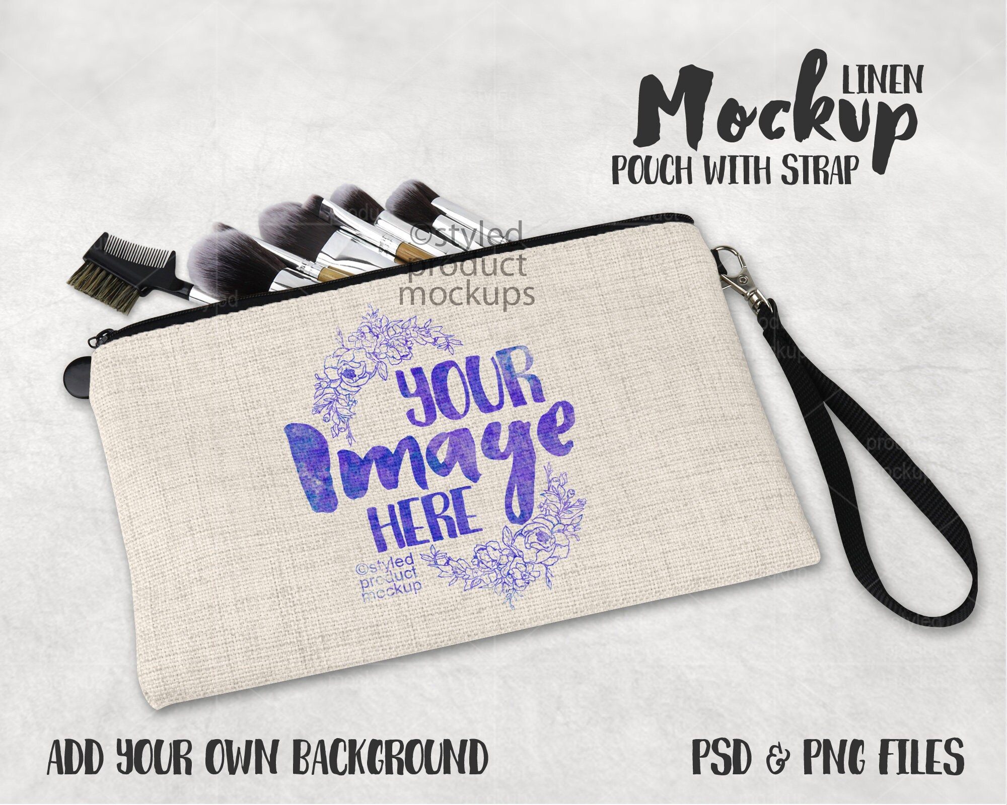 Download Dye Sublimation Linen Pouch With Strap Mockup Template Add Etsy