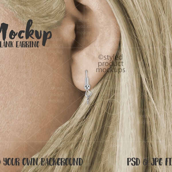 Empty ear for earring Mockup | Add your own image and background