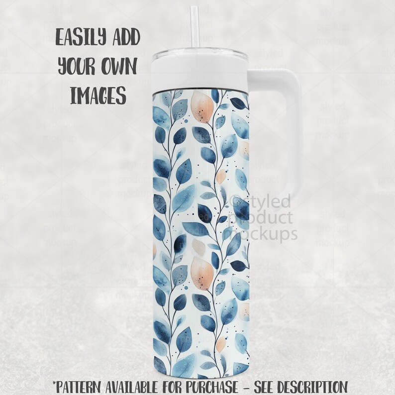 20oz Tumbler Mockup with Handle Lid (PSD, Canva, PNG) image 2