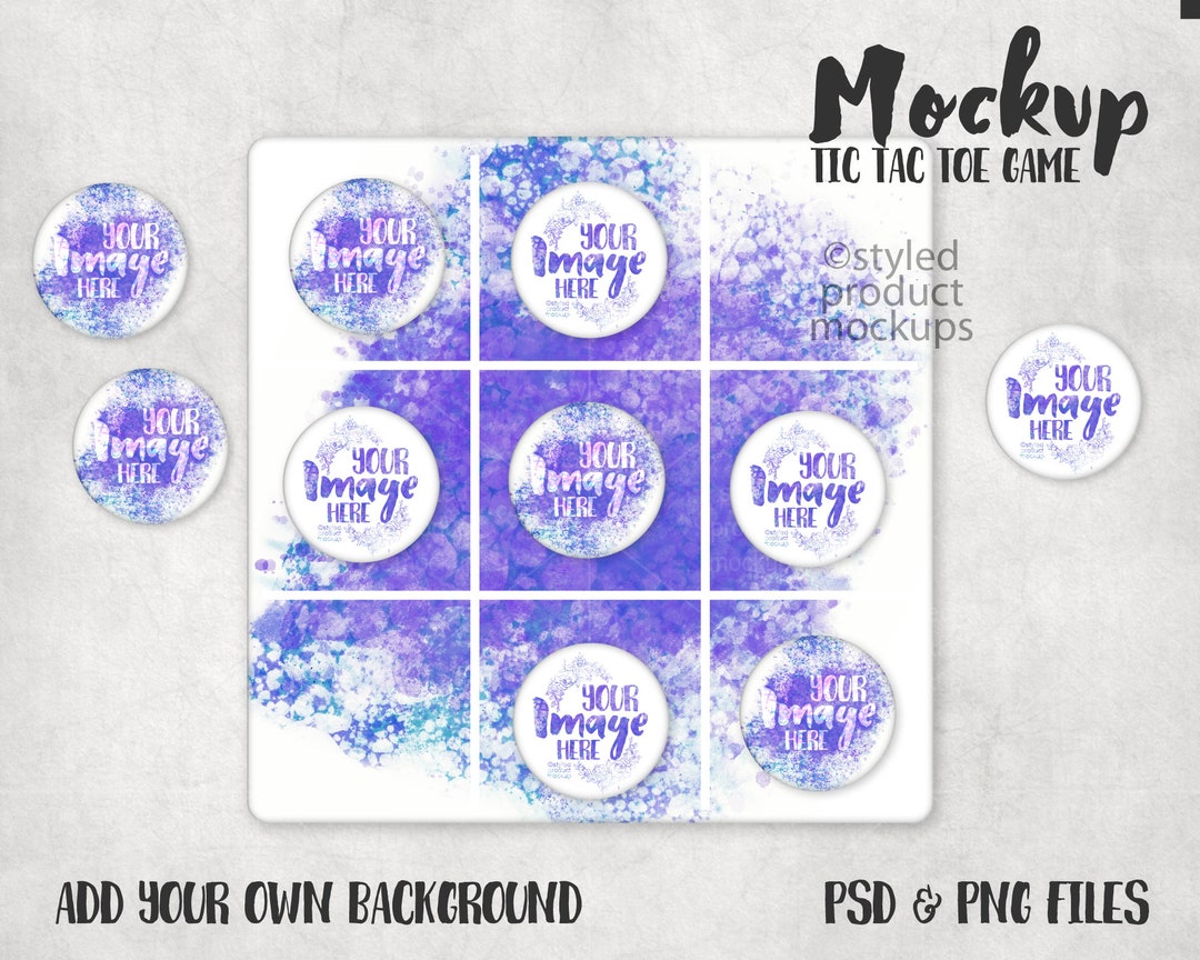 Dye Sublimation Tic Tac Toe Board Game Mockup | Add Your Own Image and ...