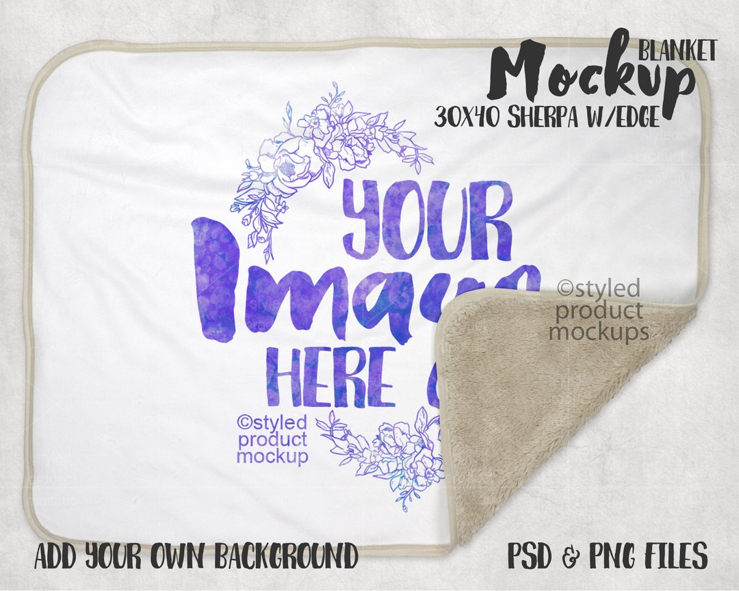 Dye Sublimation Sherpa Back Blanket With Border Edge Mockup Etsy