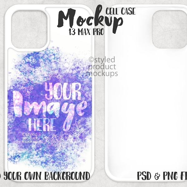 Dye sublimation phone 13 pro max case Mockup | Add your own image and background