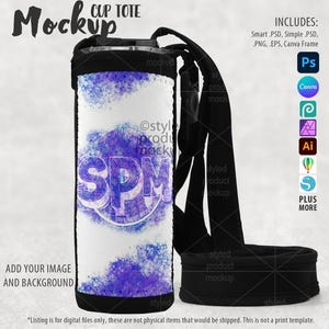 Dye sublimation 20oz skinny tumbler tote Mockup | Add your own image and background | Canva frame mockup