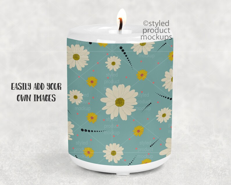 Dye sublimation tall ceramic tea light candle holder Mockup Etsy