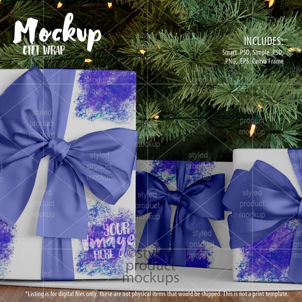 Christmas wrapping paper Mockup | Add your own image and background