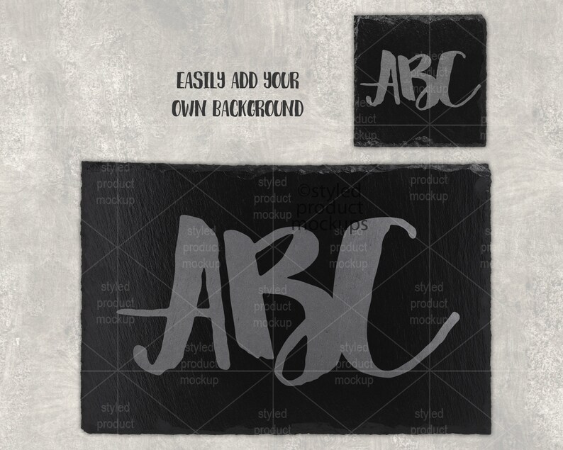 Laser Etch Slate Placemat and Square Coaster Set Mockup Add Etsy