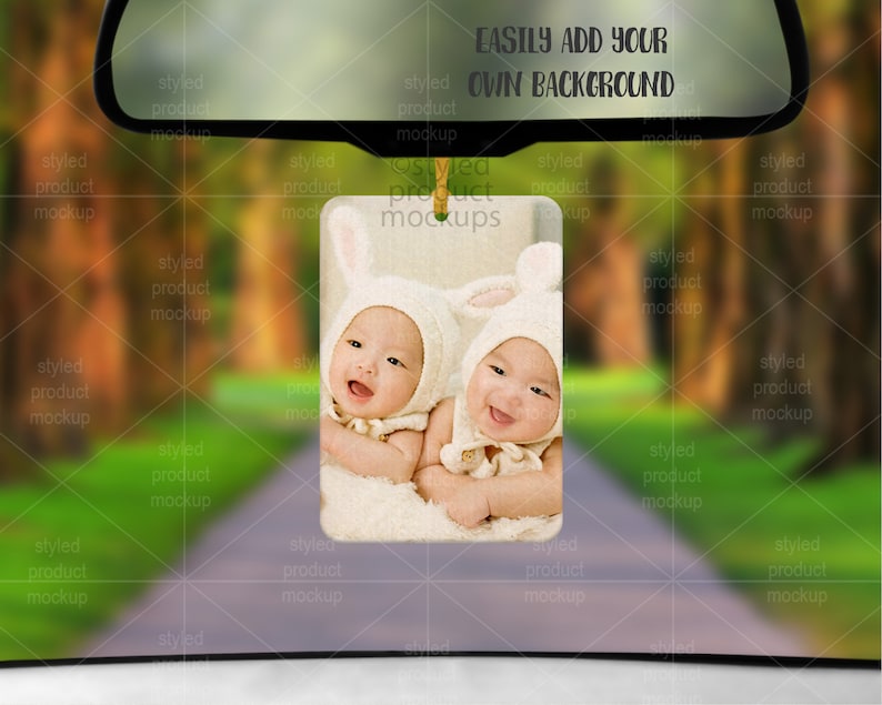 Download Dye sublimation rectangle car air freshener mockup Add ...