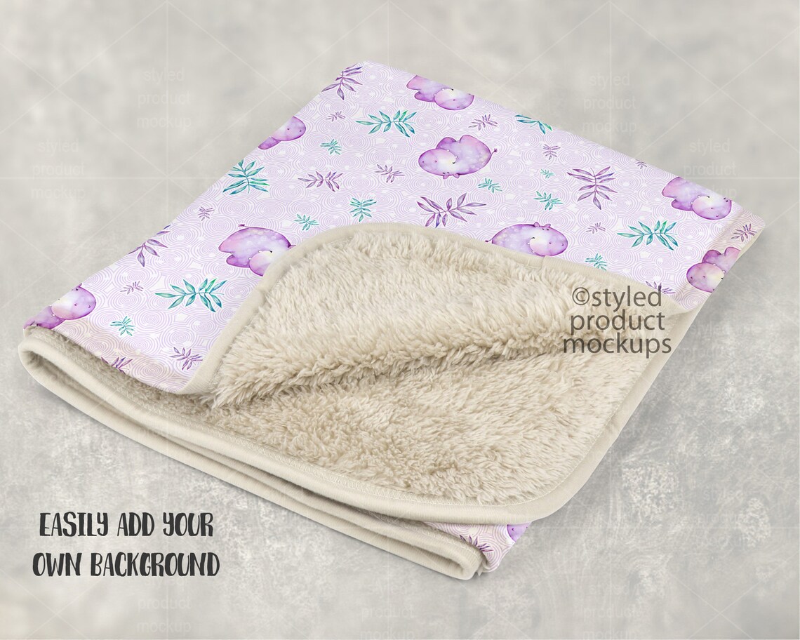 Dye sublimation Sherpa back blanket with border edge mockup Etsy