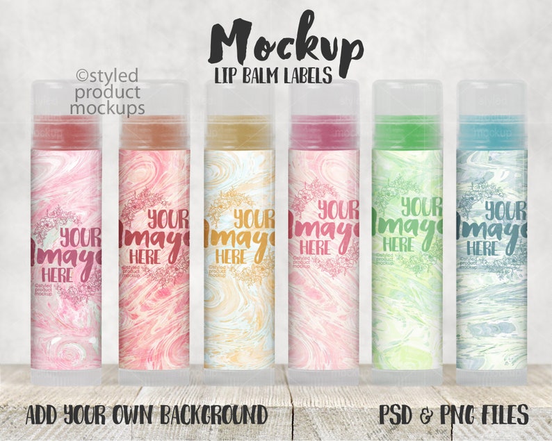 Download Lip balm tube label set mockup template Add your own image | Etsy